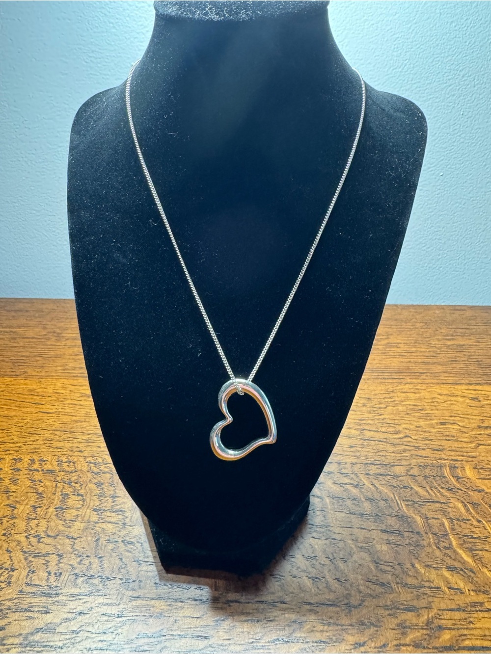 Avon Vintage Silvertone Pave Crystal Open Heart Necklace